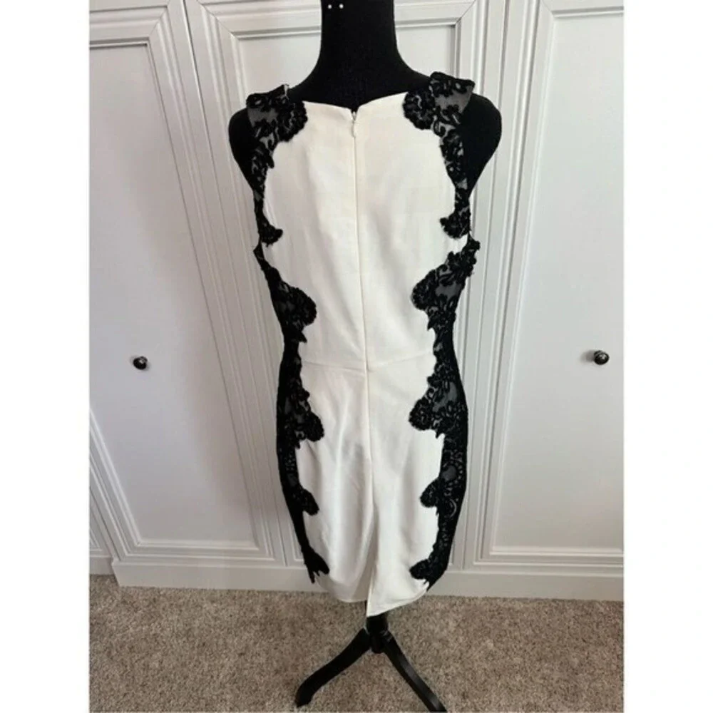 ABS by‎ Allen Schwartz Shift Dress White with Black Lace Size 10